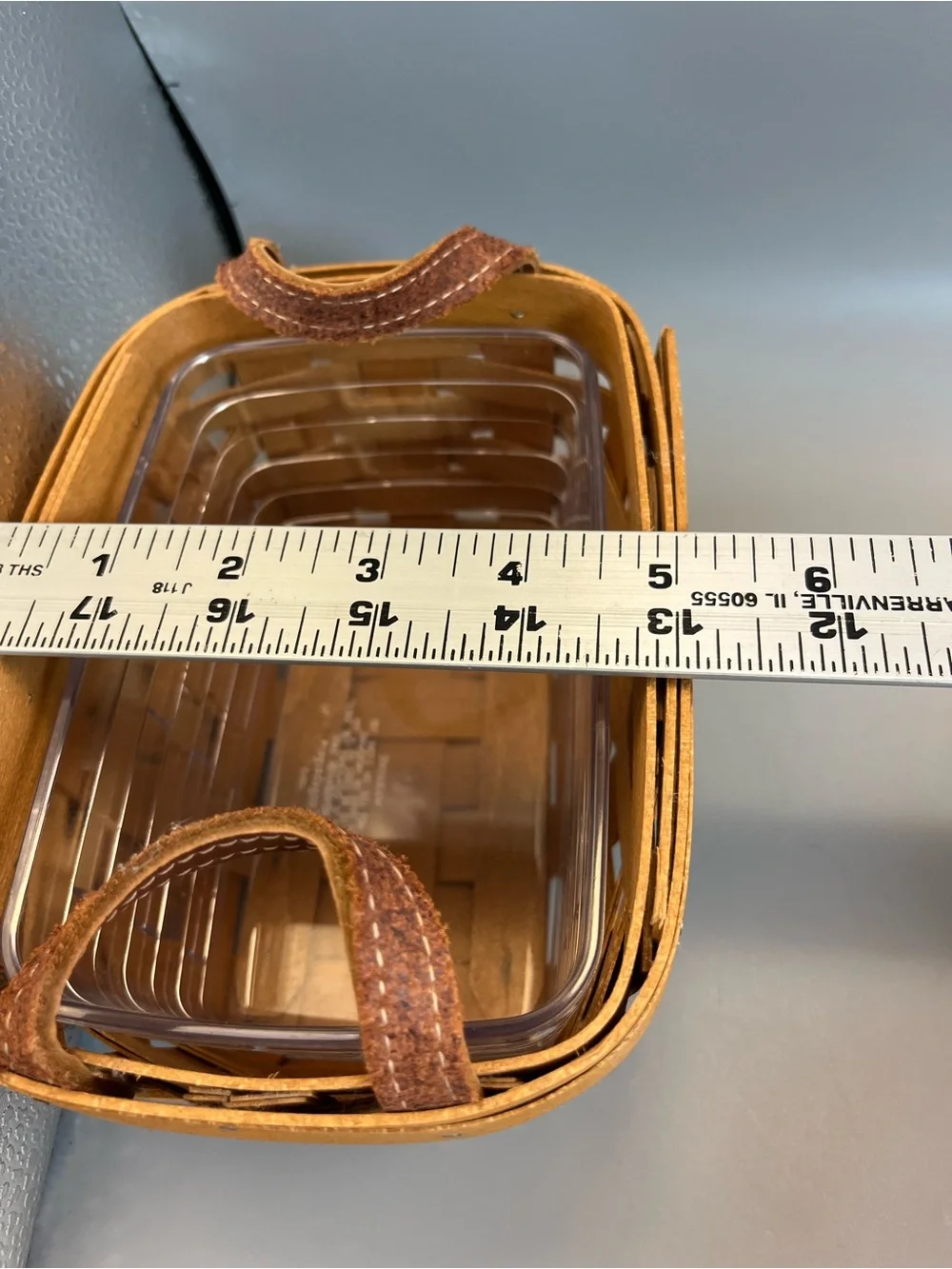 Vintage Longaberger 2010 Small Market Basket Leather Handle W/ Plastic Protector
